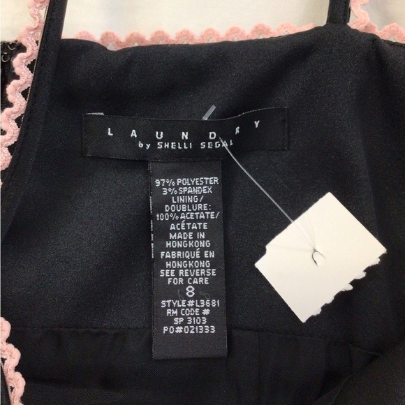 Laundry By Shelli Segal Little Black Dress Pink Trim, sz 8 - Picture 2 of 16